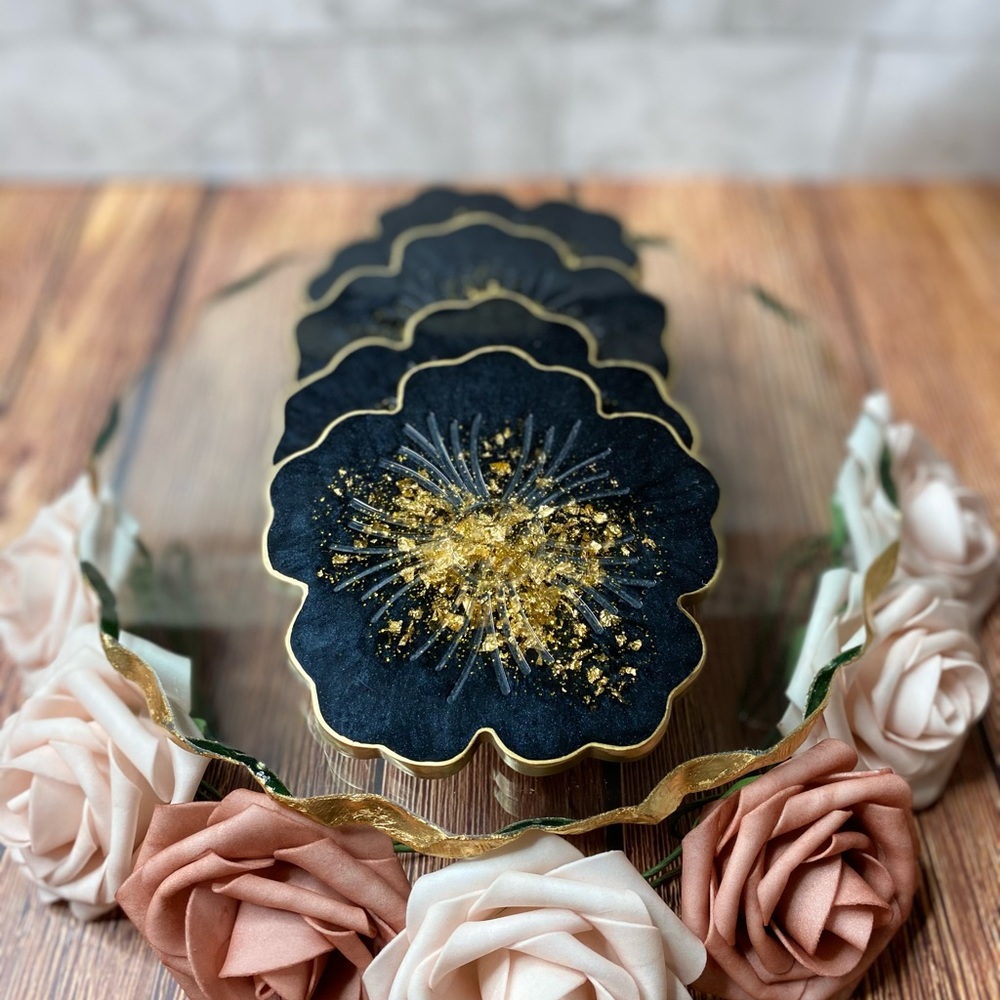 🎉HP Flower Resin Coasters / Set of 4 Coasters
